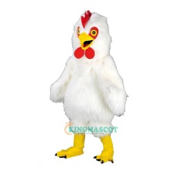White Long Plush Chicken Uniform, White Long Plush Chicken Mascot Costume
