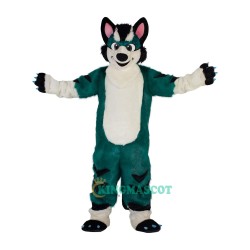 Green Fox Dog Husky Cartoon Uniform, Green Fox Dog Husky Cartoon Mascot Costume