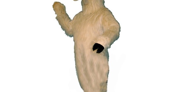 Cyan Llama Mascot Costume Character Dressed With A Dress Pants And
