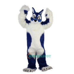 Long Hair Blue Wolf Cartoon Uniform, Long Hair Blue Wolf Cartoon Mascot Costume