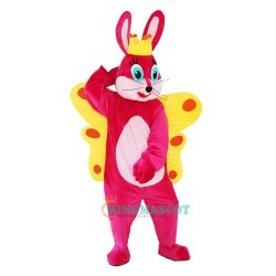 Pink Butterfly Rabbit Bunny Cartoon Uniform, Pink Butterfly Rabbit Bunny Cartoon Mascot Costume