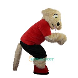 Sport Beige Dog Cartoon Uniform, Sport Beige Dog Cartoon Mascot Costume