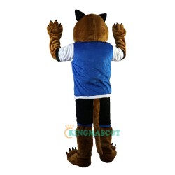 Sporty Tiger in Blue Vest Cartoon Uniform, Sporty Tiger in Blue Vest Cartoon Mascot Costume