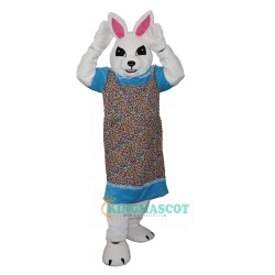 White Chef Bunny Rabbit Cartoon Uniform, White Chef Bunny Rabbit Cartoon Mascot Costume