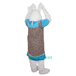 White Chef Bunny Rabbit Cartoon Uniform, White Chef Bunny Rabbit Cartoon Mascot Costume